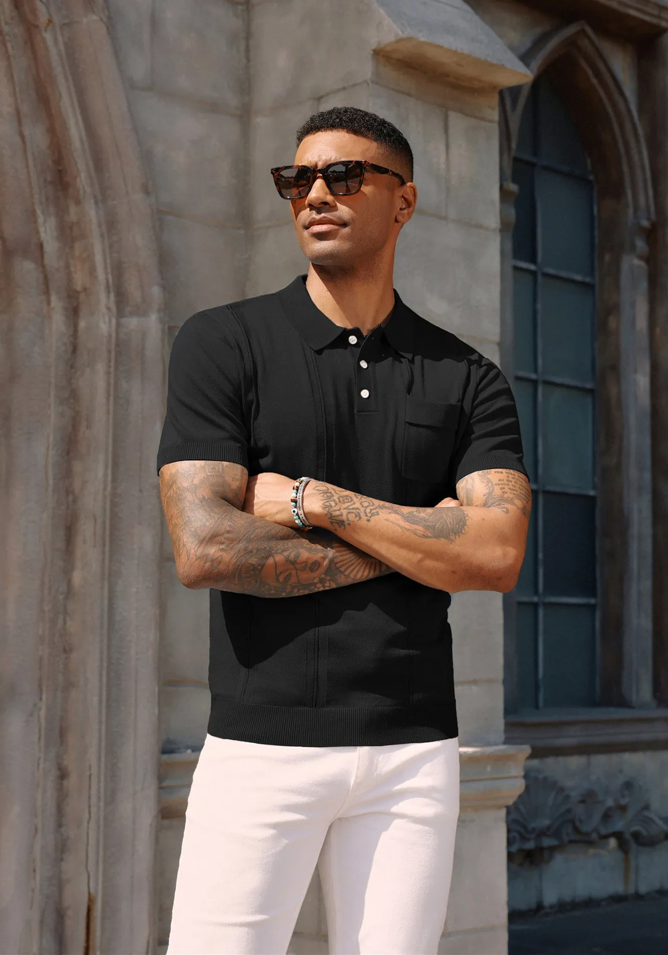 Men's Knit Polo Shirt Short Sleeve Casual Solid Golf Shirts with Pocket sold by Paul Jones product image thumbnail 4