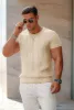 Men's Casual Knit Short Sleeve Crewneck Hollow Out Knitted Pullover T-Shirts sold by Paul Jones