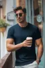 Men's Casual Knit Short Sleeve Crewneck Hollow Out Knitted Pullover T-Shirts sold by Paul Jones