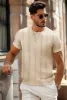 Men's Casual Knit Short Sleeve Crewneck Hollow Out Knitted Pullover T-Shirts sold by Paul Jones