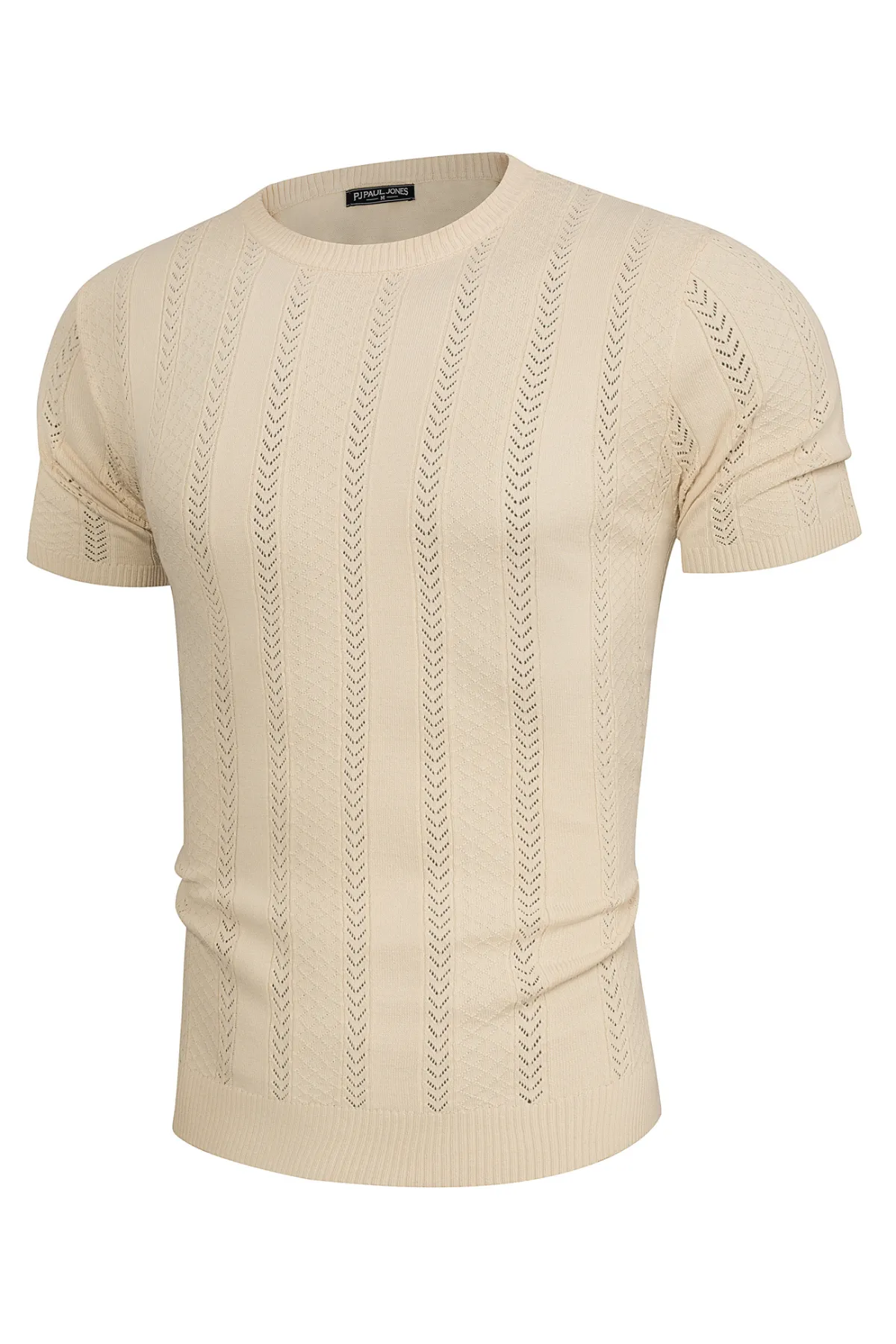 Men's Casual Knit Short Sleeve Crewneck Hollow Out Knitted Pullover T-Shirts sold by Paul Jones product image thumbnail 3
