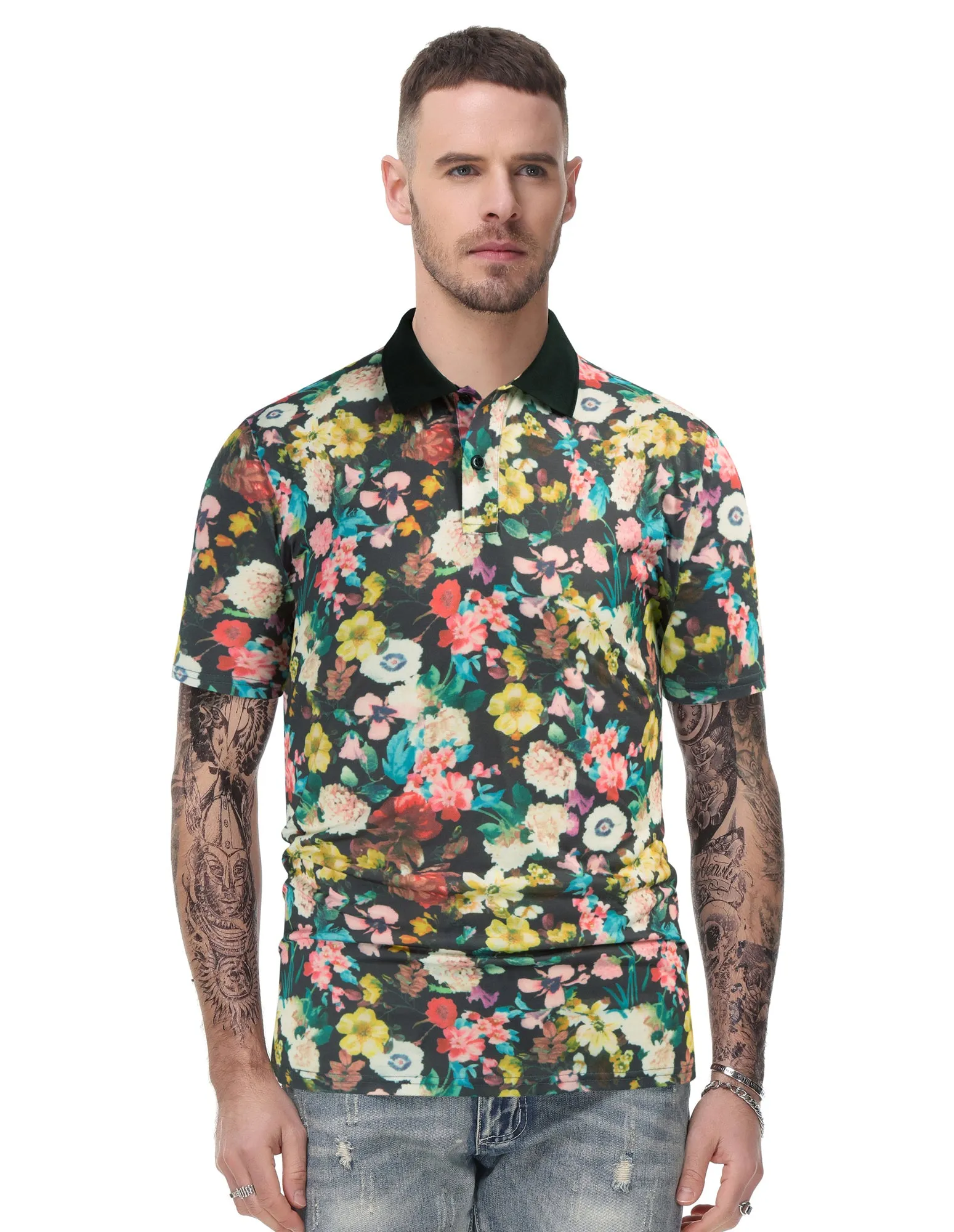 Mens Flower Polo Shirts Vintage Print Casual Tee Pullover Shirts for Summer sold by Paul Jones product image thumbnail 5