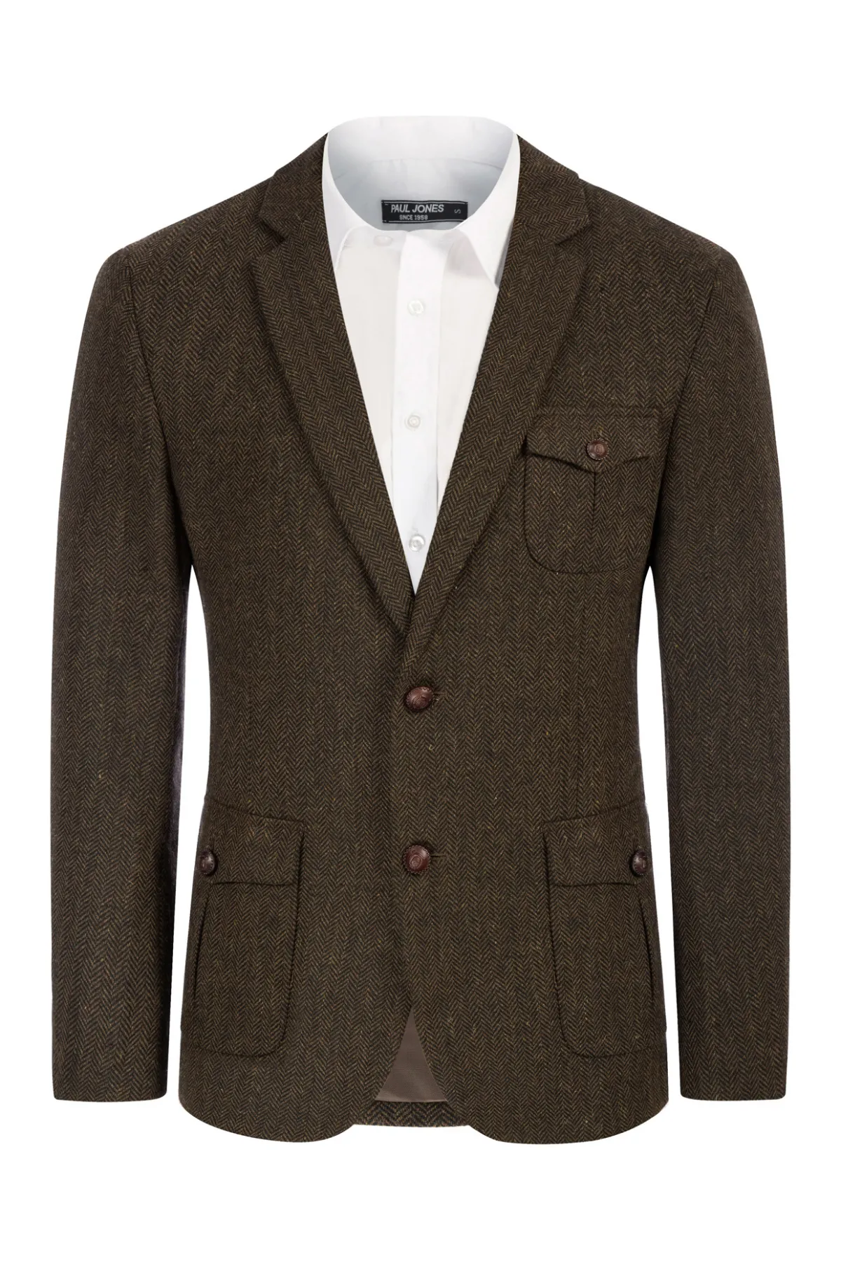 Men Herring Bone Textured Blazer Coat Notch Lapel Two-Button Coat and pant sold by Paul Jones product image thumbnail 3