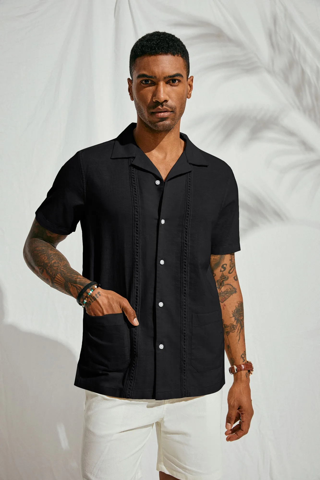 Mens Casual Button Down Shirts Linen Cuban Guayabera Beach Shirt sold by Paul Jones product image thumbnail 4