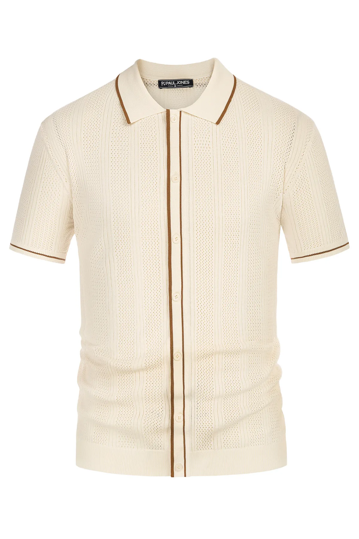 Men's Polo Shirt Vintage Short Sleeve Knit Cardigans Shirts Casual Lightweight Hollow Out Shirt sold by Paul Jones product image thumbnail 3