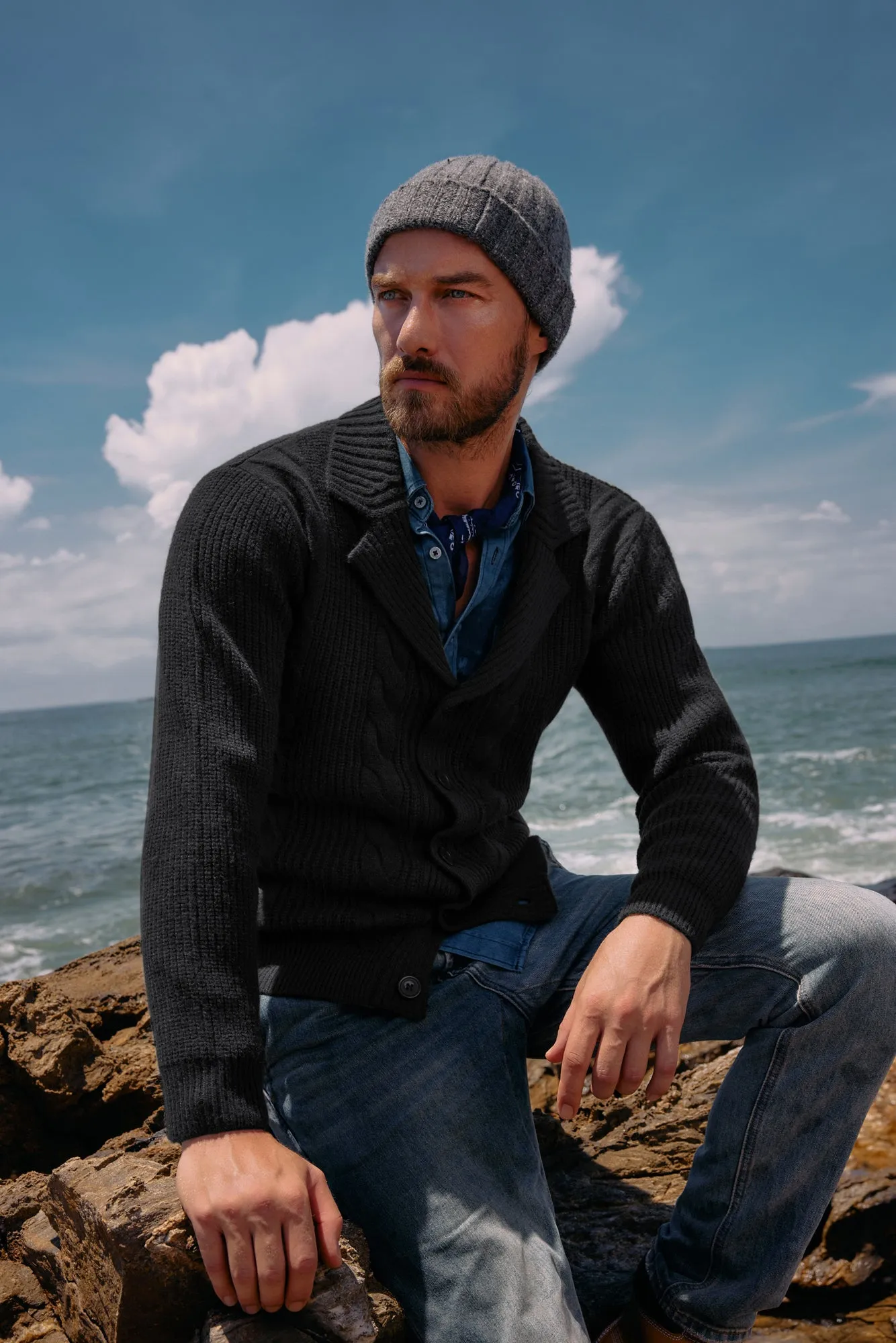 Men's Shawl Collar Cardigan Sweater Casual Button Down Cable Knitted Sweaters sold by Paul Jones product image thumbnail 4