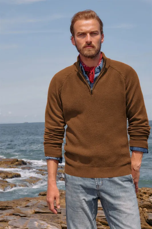 Men's Quarter Zip Sweater Casual Mock Neck Pullover Slim Fit Knit Polo Sweaters sold by Paul Jones