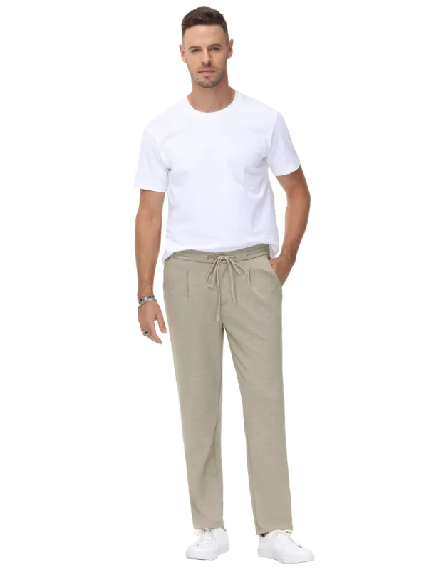 Men Multi-Pocket Pants Casual Comfy Elastic Drawstring Waist Pants sold by Paul Jones