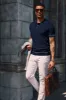 Mens Knitted Polo Shirts Short Sleeve Textured Pullover Golf Polo Casual T Shirts sold by Paul Jones