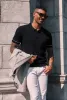Mens Knitted Polo Shirts Short Sleeve Textured Pullover Golf Polo Casual T Shirts sold by Paul Jones