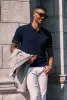 Mens Knitted Polo Shirts Short Sleeve Textured Pullover Golf Polo Casual T Shirts sold by Paul Jones