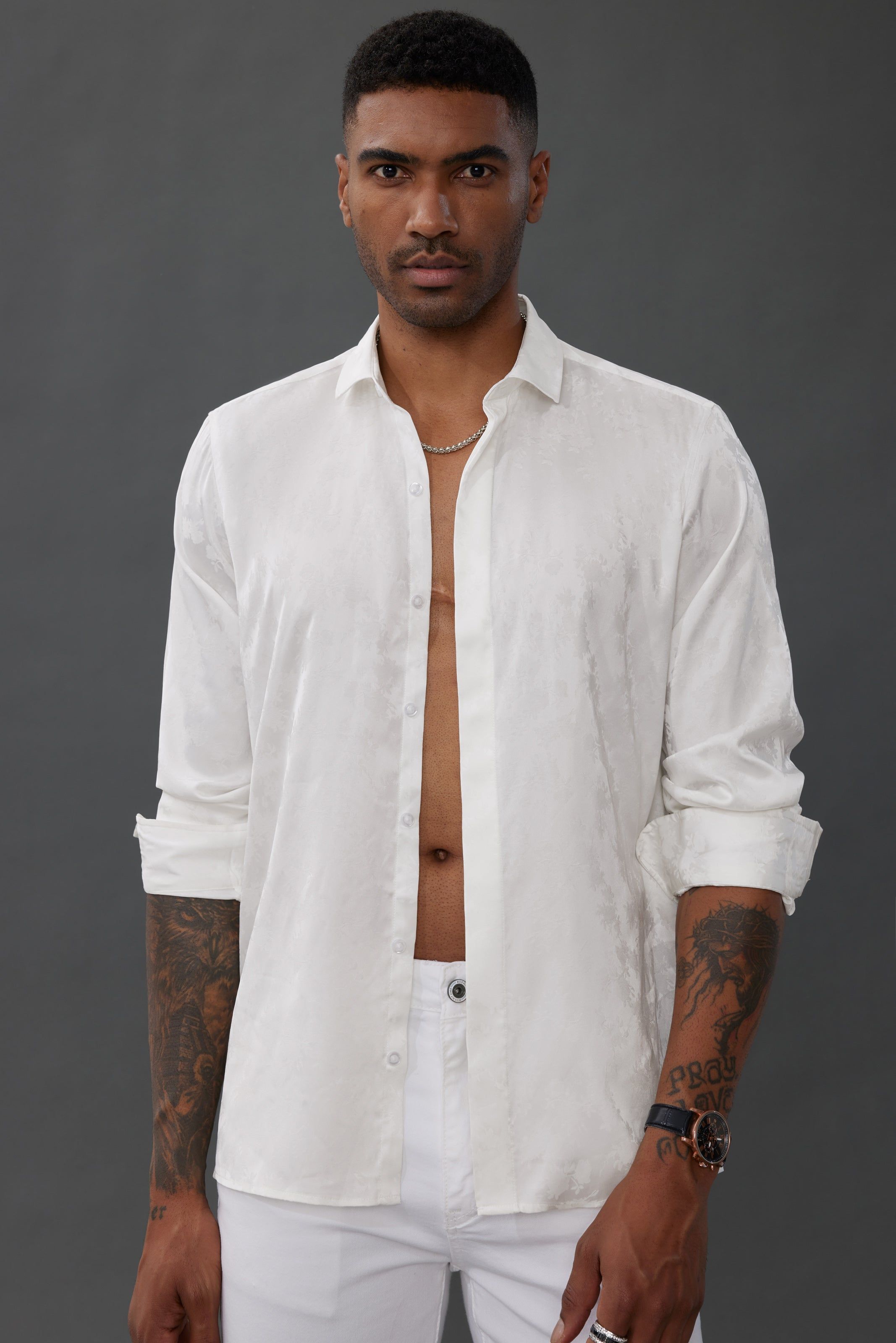 Mens Metallic Dress Shirts Long Sleeve Button Down 70s Disco Cardigans Shirt Party Costume sold by Paul Jones product image thumbnail 2