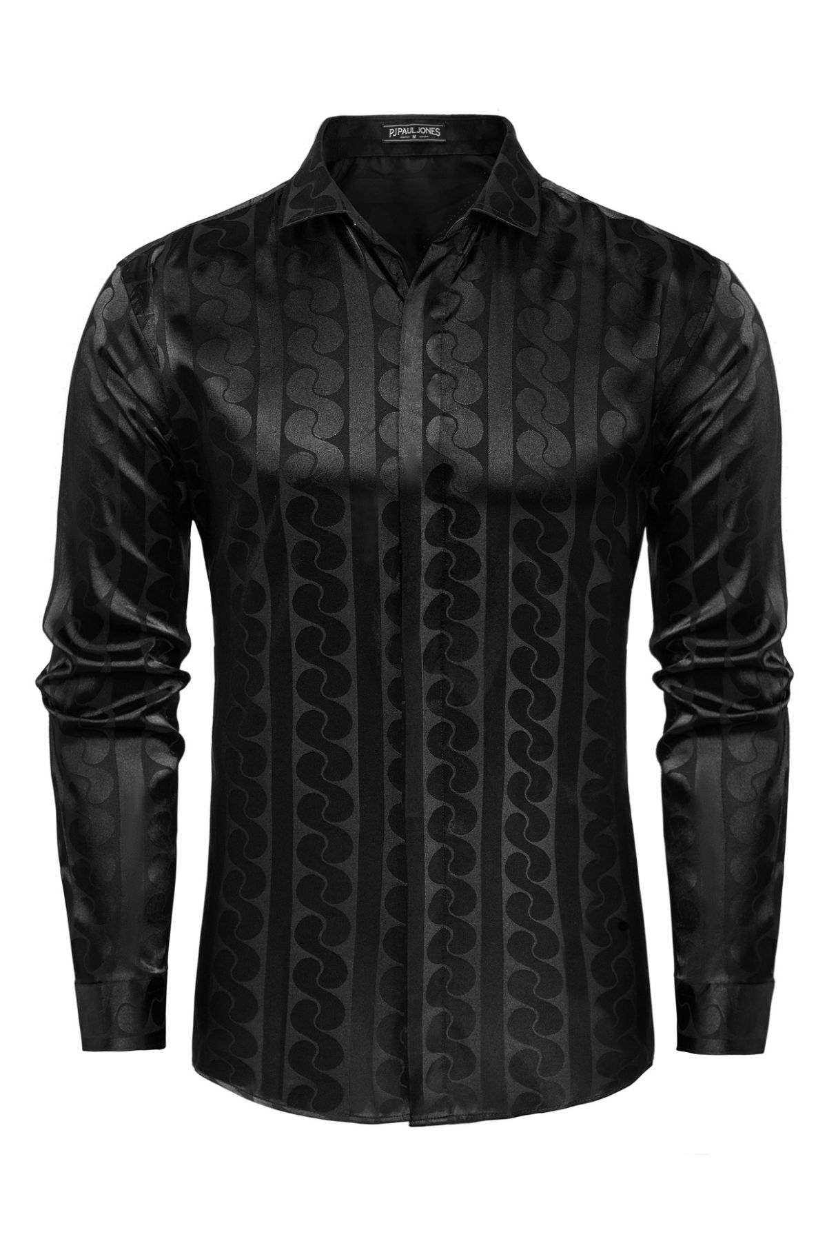 Mens Metallic Dress Shirts Long Sleeve Button Down 70s Disco Cardigans Shirt Party Costume sold by Paul Jones product image thumbnail 3