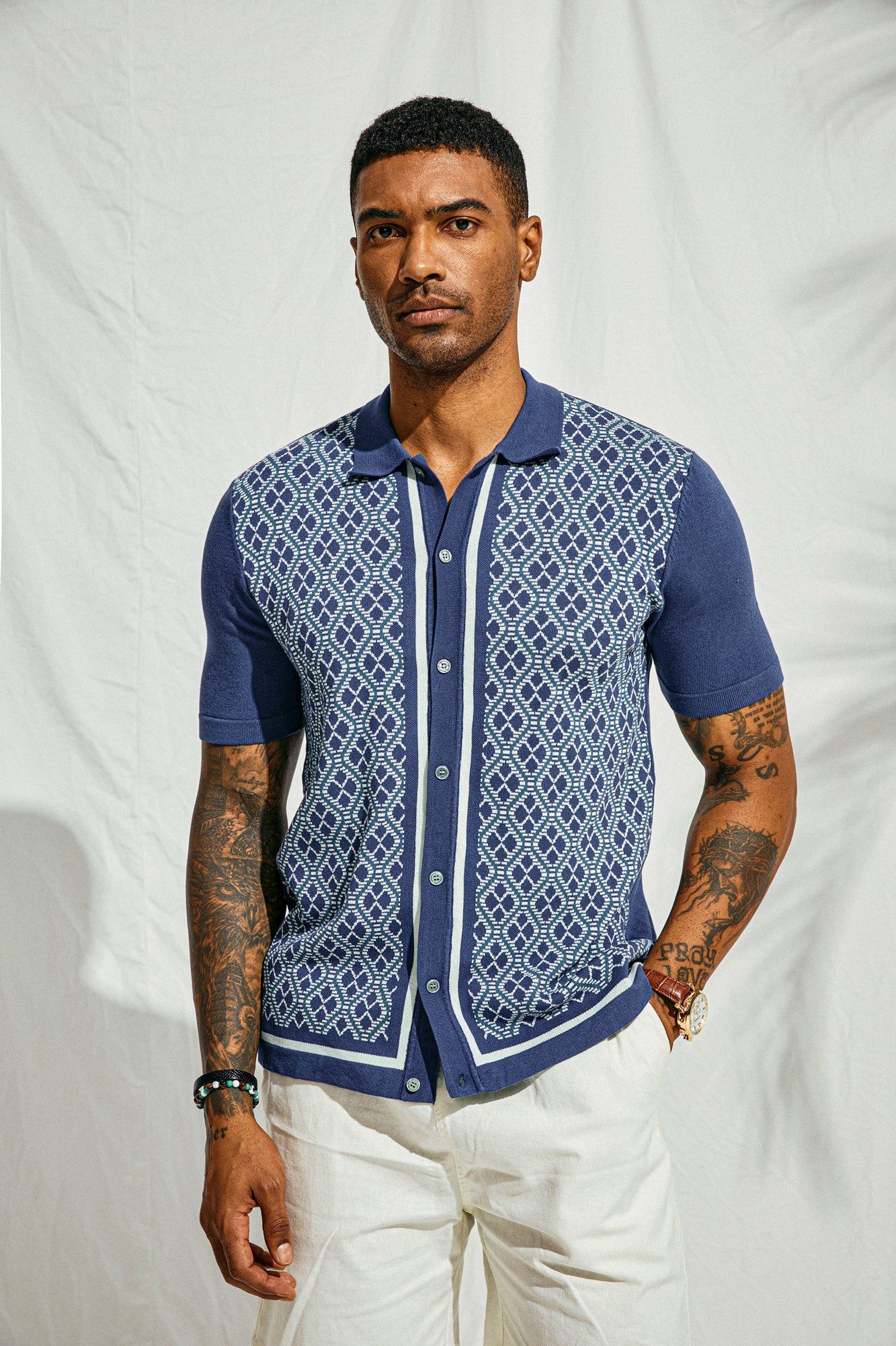 Men's Polo Shirts 70s Vintage Shirts Contrast Knitted Polo Shirts sold by Paul Jones product image thumbnail 2