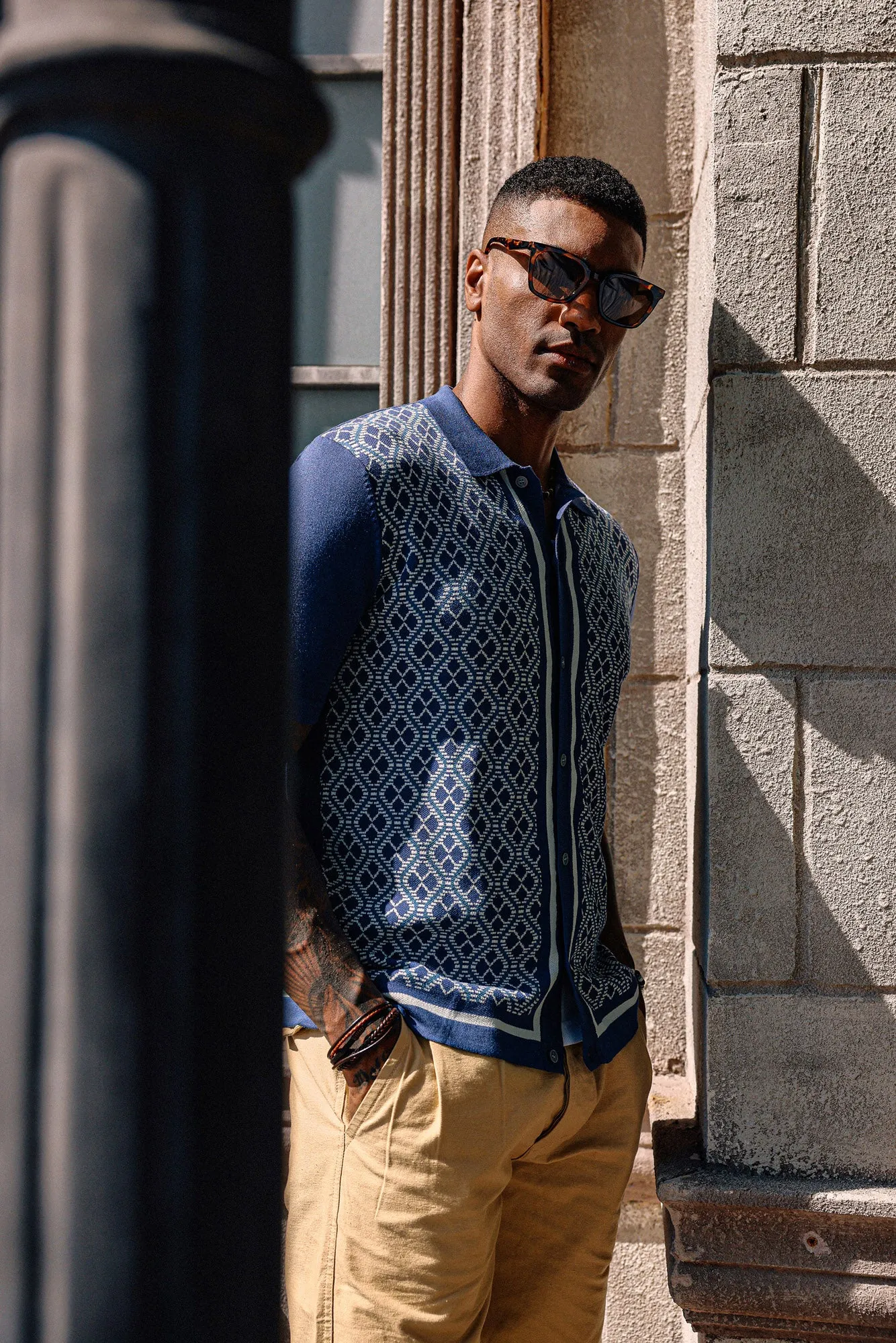 Men's Polo Shirts 70s Vintage Shirts Contrast Knitted Polo Cardigan Shirts sold by Paul Jones product image thumbnail 4