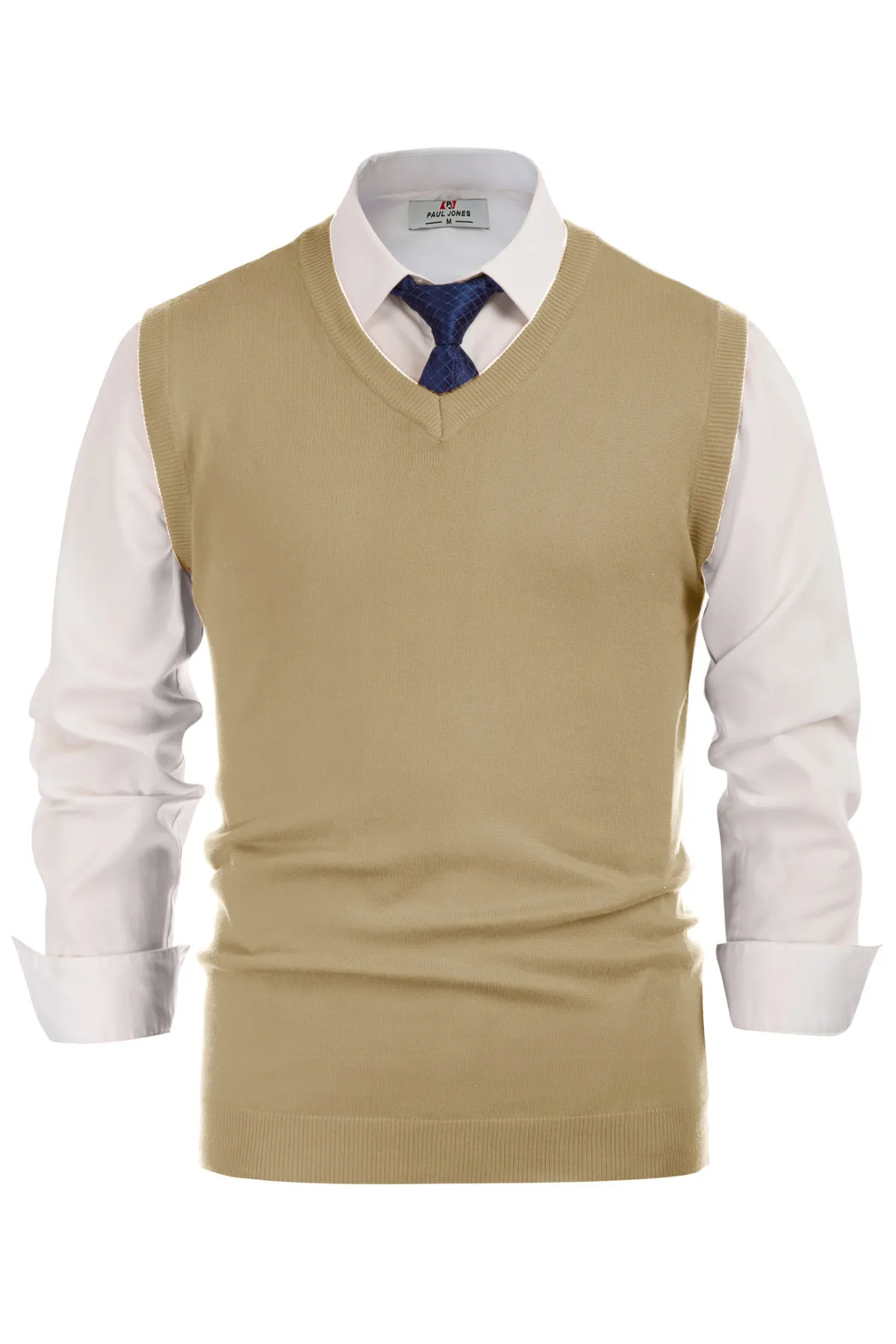 Mens V-Neck Knitted Sweater Vest Solid Plain Sleeveless Pullover Knitwear sold by Paul Jones product image thumbnail 3