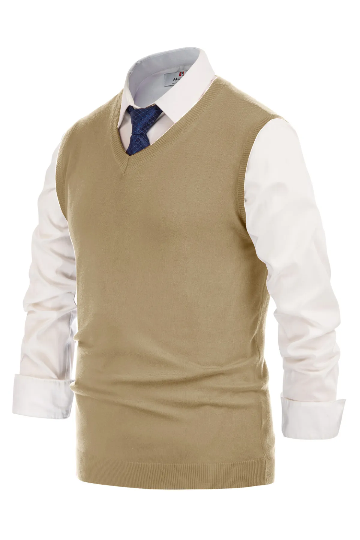 Mens V-Neck Knitted Sweater Vest Solid Plain Sleeveless Pullover Knitwear sold by Paul Jones product image thumbnail 4