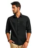 Men Classic Collar Shirt Casual Long Sleeve Curved Hem Button-up Tops sold by Paul Jones