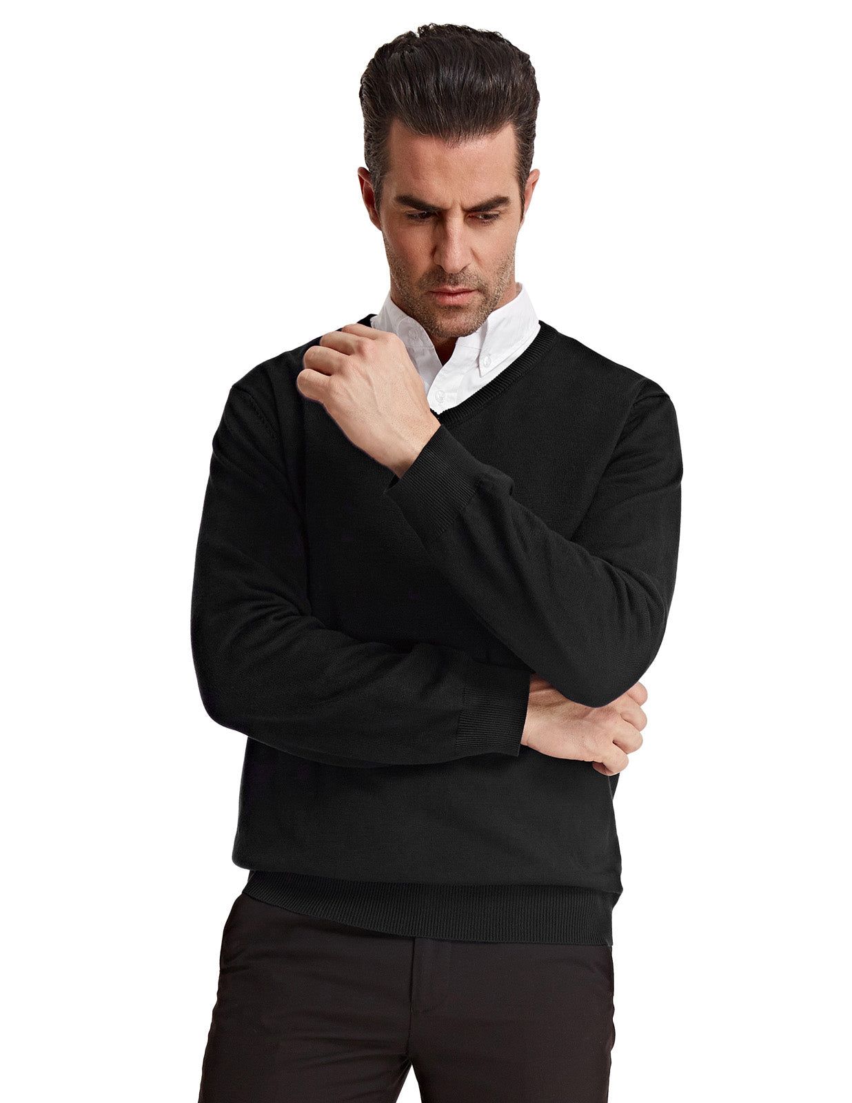 PJ Men’s Stylish Long Sleeve V-Neck Pullover Knitting Sweaters Tops sold by Paul Jones