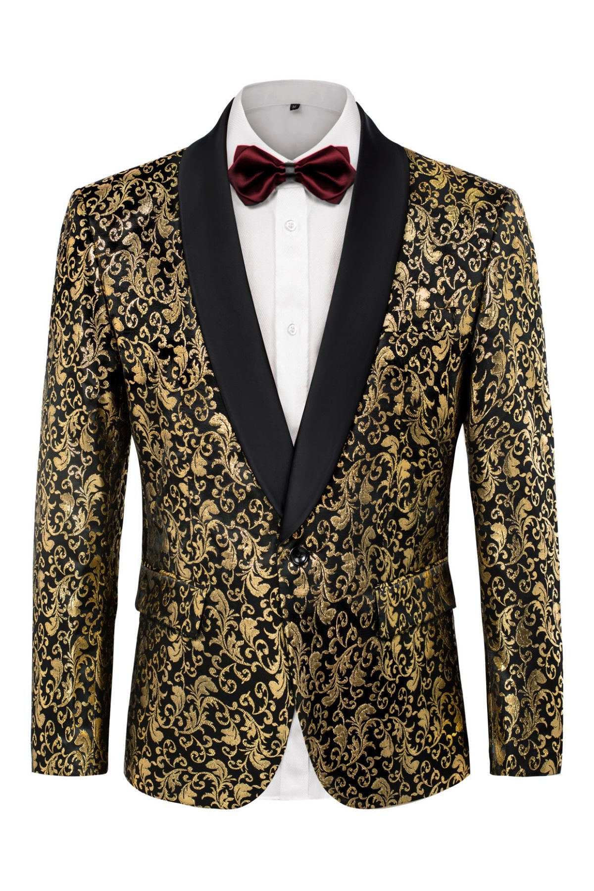 Men's Floral Tuxedo Jacket One Button Slim Fit Suit Jacket Shawl Lapel Blazer sold by Paul Jones product image thumbnail 3