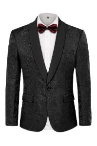 Men's Floral Tuxedo Jacket One Button Slim Fit Suit Jacket Shawl Lapel Blazer sold by Paul Jones