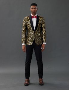 Men's Floral Tuxedo Jacket One Button Slim Fit Suit Jacket Shawl Lapel Blazer sold by Paul Jones