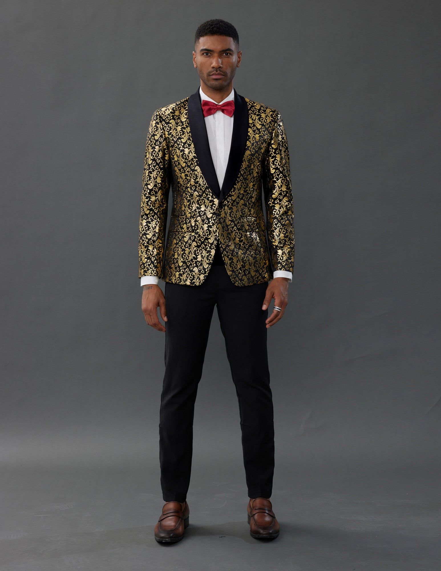 Men's Floral Tuxedo Jacket One Button Slim Fit Suit Jacket Shawl Lapel Blazer sold by Paul Jones product image thumbnail 2