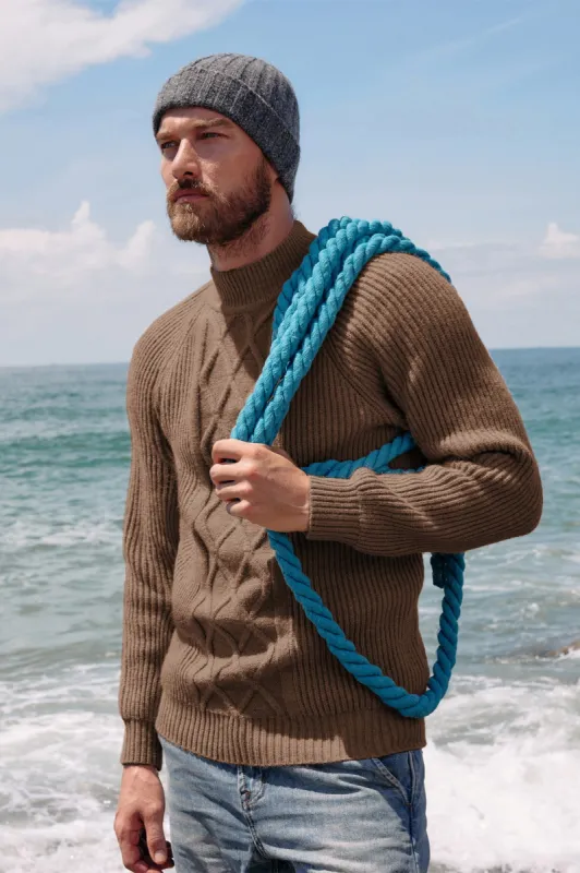 Men's Mock Neck Sweaters Casual Cable Twisted Knitted Pullover Sweaters sold by Paul Jones