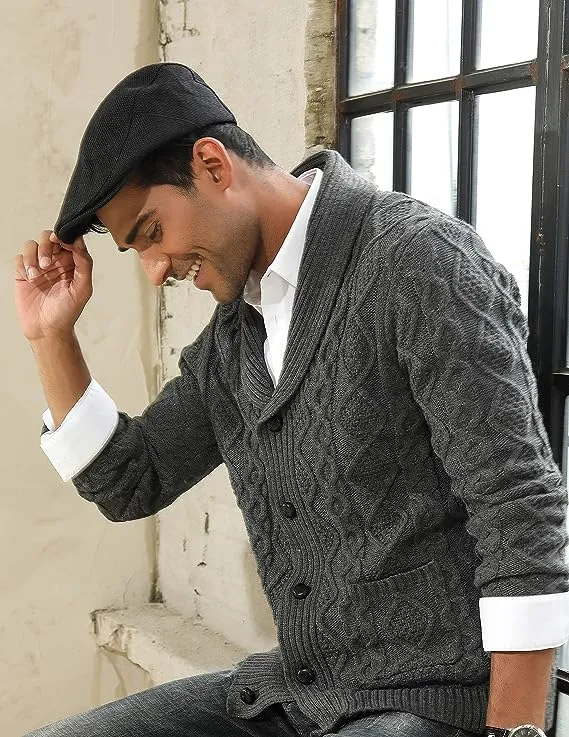 Men's Shawl Collar Cardigan Sweaters Cable Knitted Aran Sweater with Buttons sold by Paul Jones product image thumbnail 2