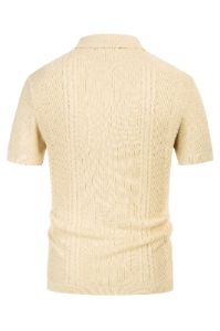 Mens Knit Polo Shirts Short Sleeve Button Down Knitted Breathable Cardigans Shirts sold by Paul Jones