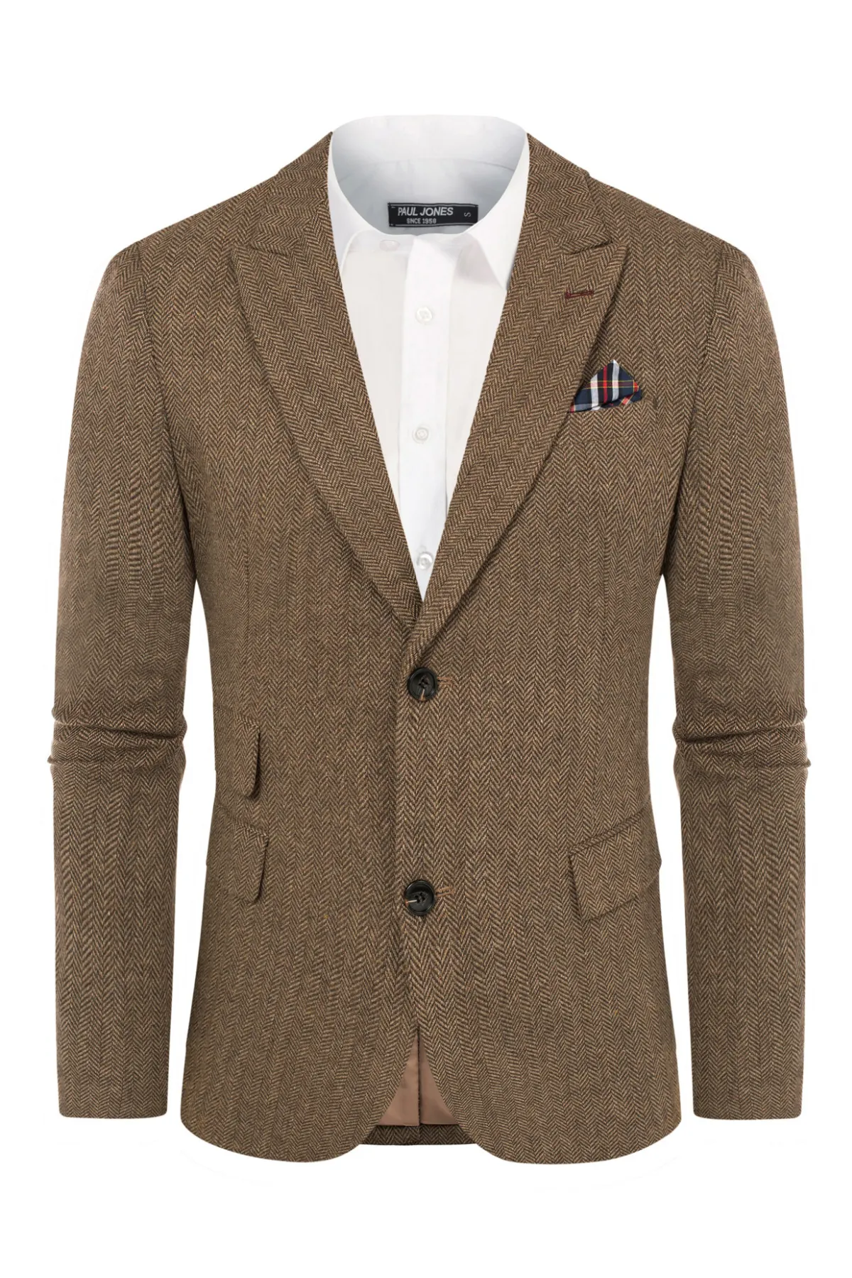 Men's Herringbone Two Button Blazer British Wool Blend Vintage Sports Coats sold by Paul Jones product image thumbnail 3