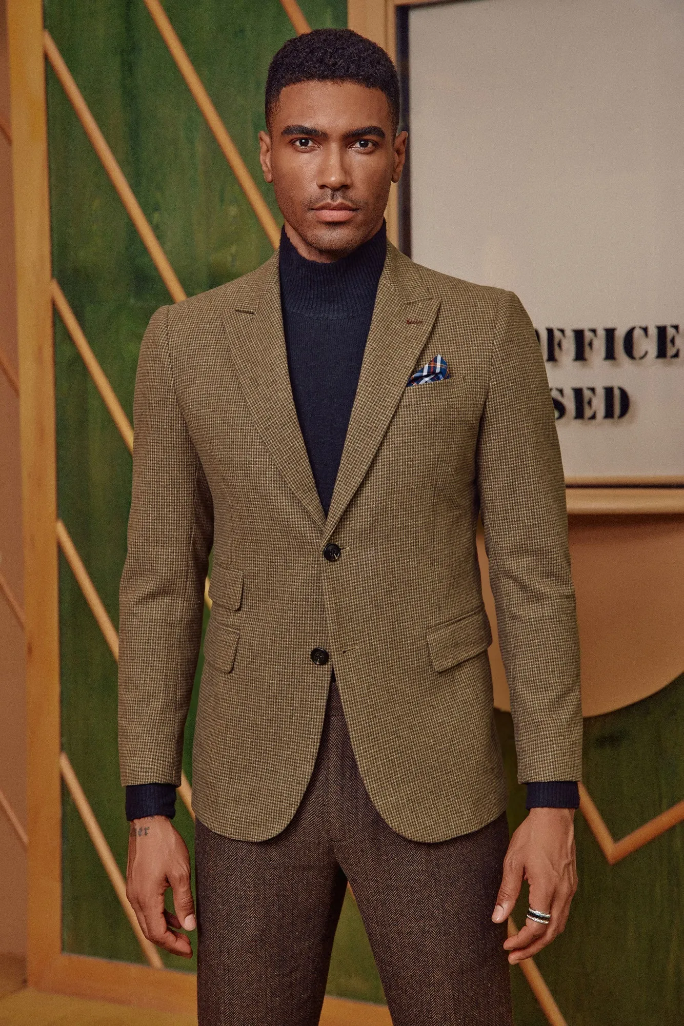 Men's Herringbone Two Button Blazer British Wool Blend Vintage Sports Coats sold by Paul Jones product image thumbnail 5