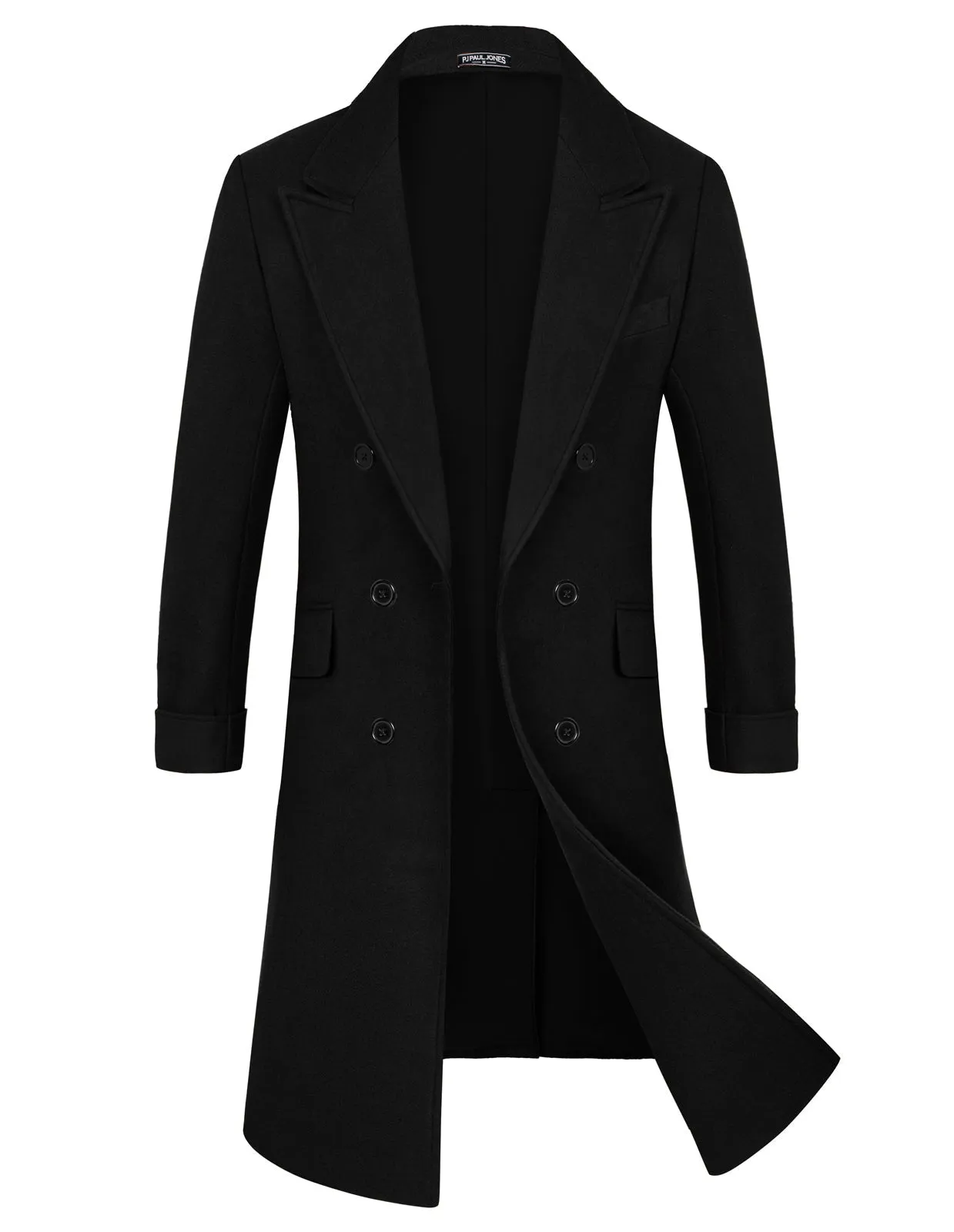 Men's Double Breasted Unisex Peacoat Wool Blend Long Trench Coats sold by Paul Jones product image thumbnail 3