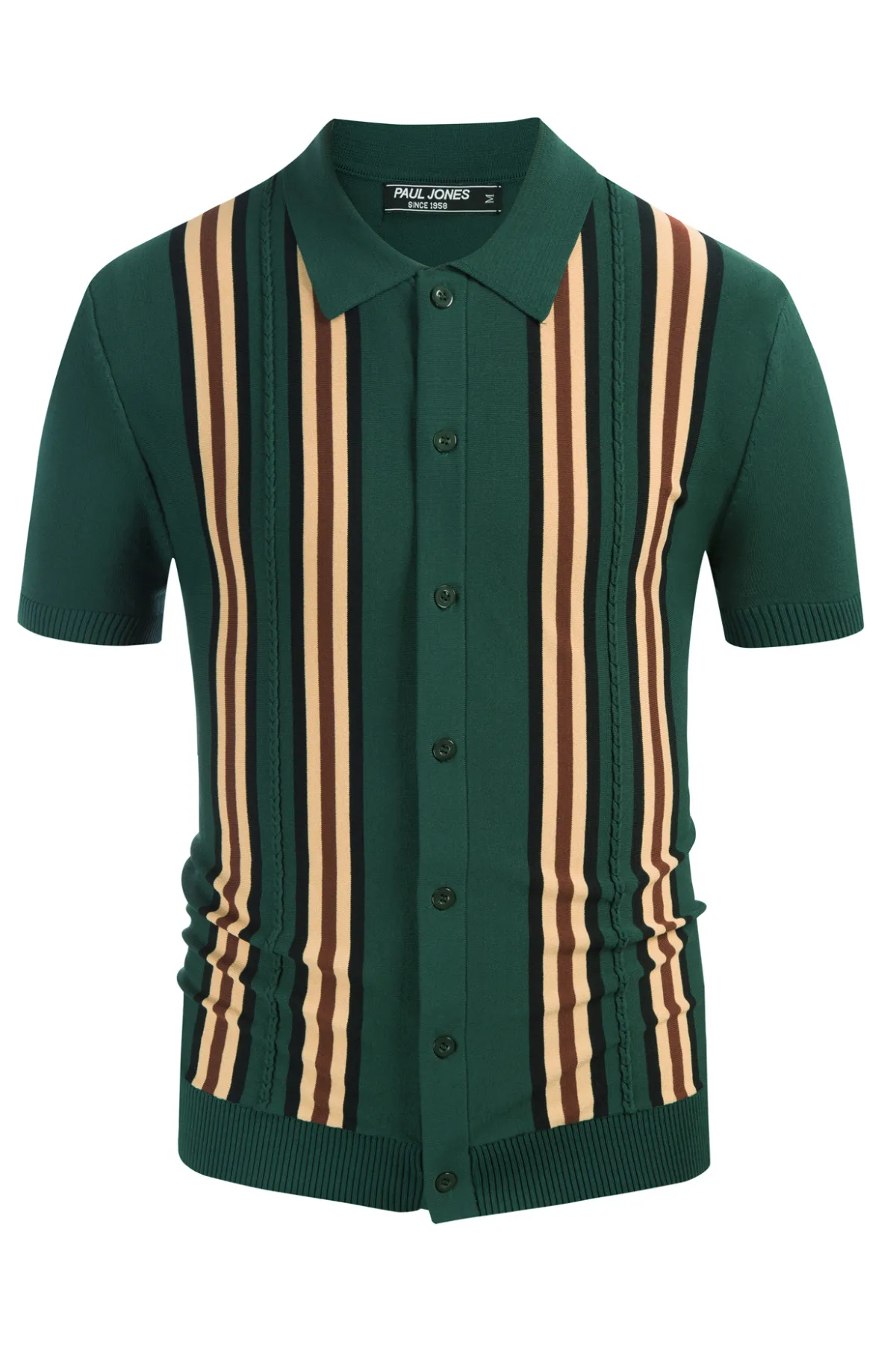 Mens Polo Shirts Vintage Striped Button Down Knitted Golf Cardigans Shirts sold by Paul Jones product image thumbnail 3