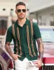 Mens Polo Shirts Vintage Striped Button Down Knitted Golf Cardigans Shirts sold by Paul Jones