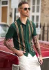 Mens Polo Shirts Vintage Striped Button Down Knitted Golf Cardigans Shirts sold by Paul Jones
