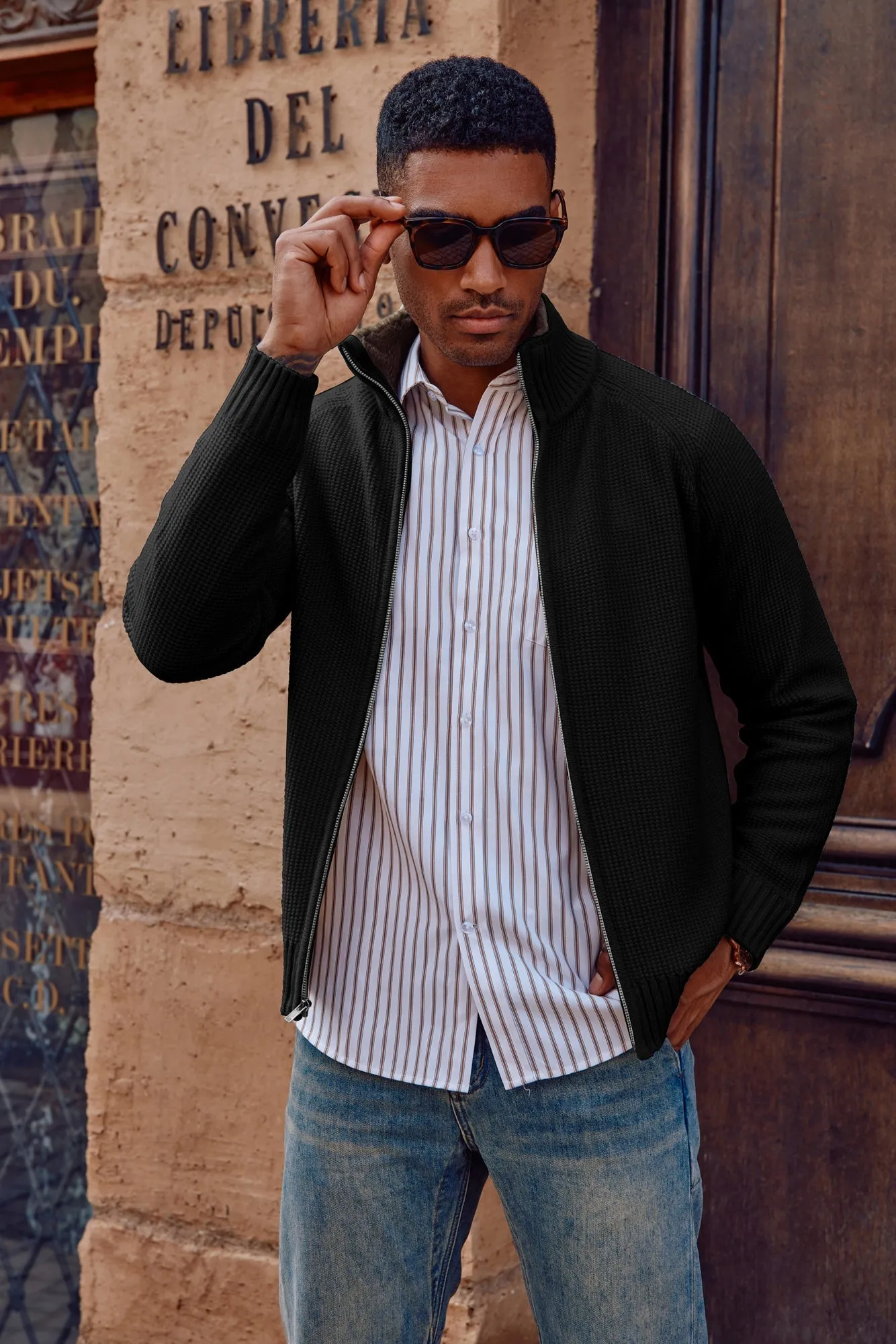 Men's Full Zip Cardigan Sweater Slim Fit Stand Collar Zip Up Sweaters sold by Paul Jones product image thumbnail 2