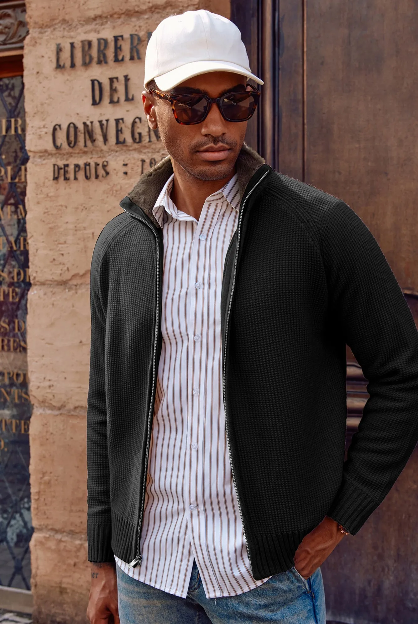 Men's Full Zip Cardigan Sweater Slim Fit Stand Collar Zip Up Sweaters sold by Paul Jones product image thumbnail 4