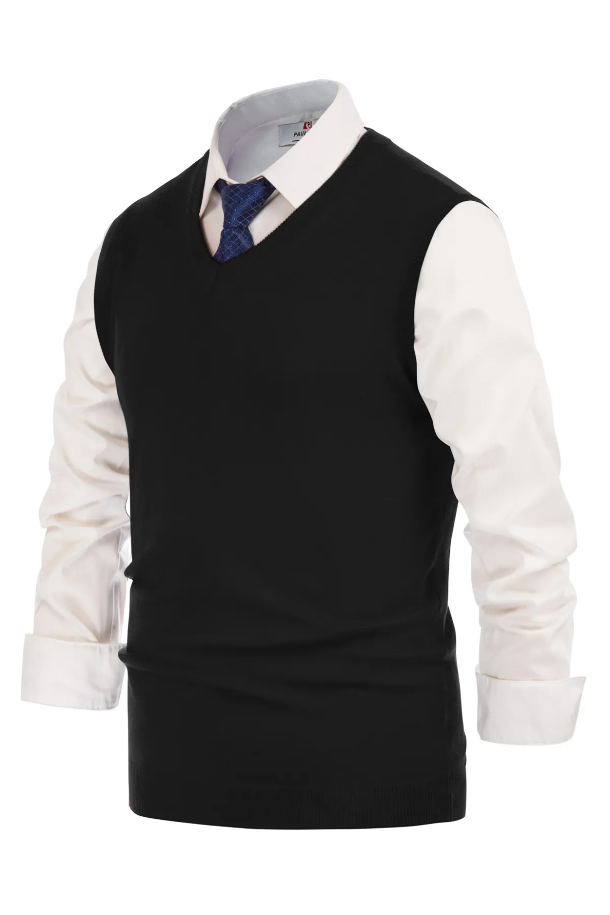 Mens V-Neck Knitted Sweater Vest Solid Plain Sleeveless Pullover Knitwear sold by Paul Jones product image thumbnail 4