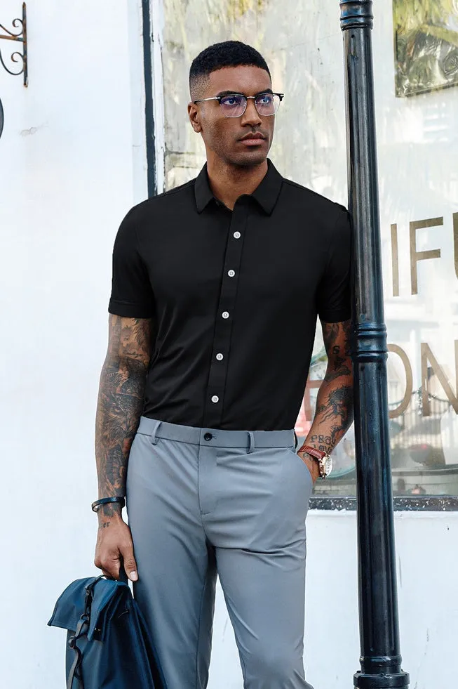 Mens Short Sleeve Casual Button Down Shirts 4-Way Stretch Travel Dress Shirt sold by Paul Jones product image thumbnail 5