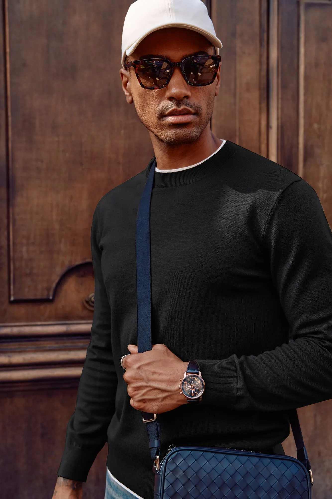 Men Contrast Color Sweater Long Sleeve Crew Neck Pullover Jumpers sold by Paul Jones product image thumbnail 4