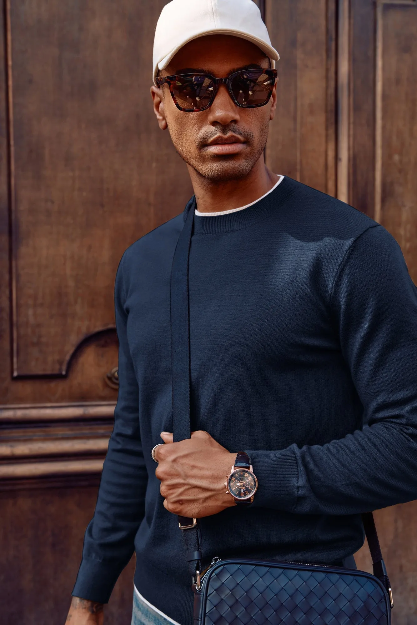 Men Contrast Color Sweater Long Sleeve Crew Neck Pullover Jumpers sold by Paul Jones product image thumbnail 2