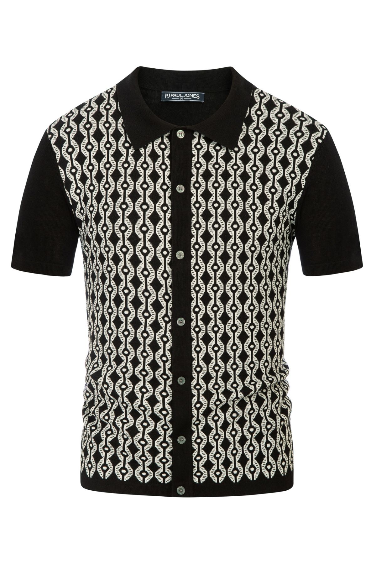 PJ PAUL JONES Herren Kurzarm 70er Jahre Polo Cardigans Shirt Vintage Contrast Gestrickte Polohemd sold by Paul Jones product image thumbnail 3