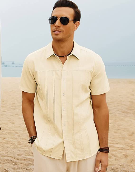 Men Cuban Guayabera Shirt Casual Short Sleeve Button Down Cardigans Shirts sold by Paul Jones product image thumbnail 5