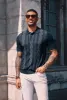 Men Contrast Color Knitted Polo-Shirt Short Sleeve Lapel Collar Knitwear Tops sold by Paul Jones
