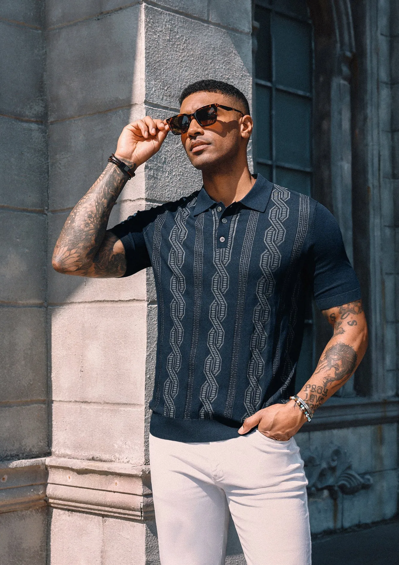 Men Contrast Color Knitted Polo-Shirt Short Sleeve Lapel Collar Knitwear Tops sold by Paul Jones product image thumbnail 4