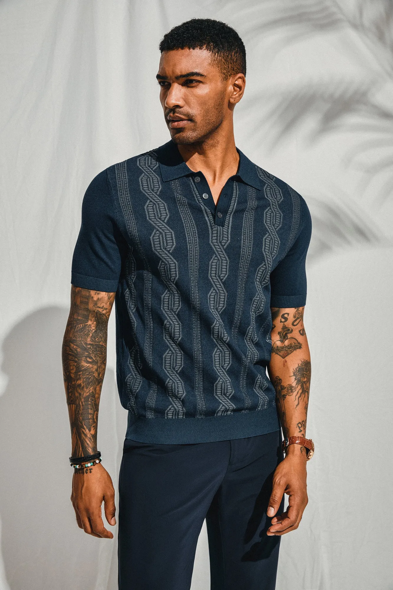 Men Contrast Color Knitted Polo-Shirt Short Sleeve Lapel Collar Knitwear Tops sold by Paul Jones product image thumbnail 2