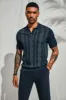 Men Contrast Color Knitted Polo-Shirt Short Sleeve Lapel Collar Knitwear Tops sold by Paul Jones