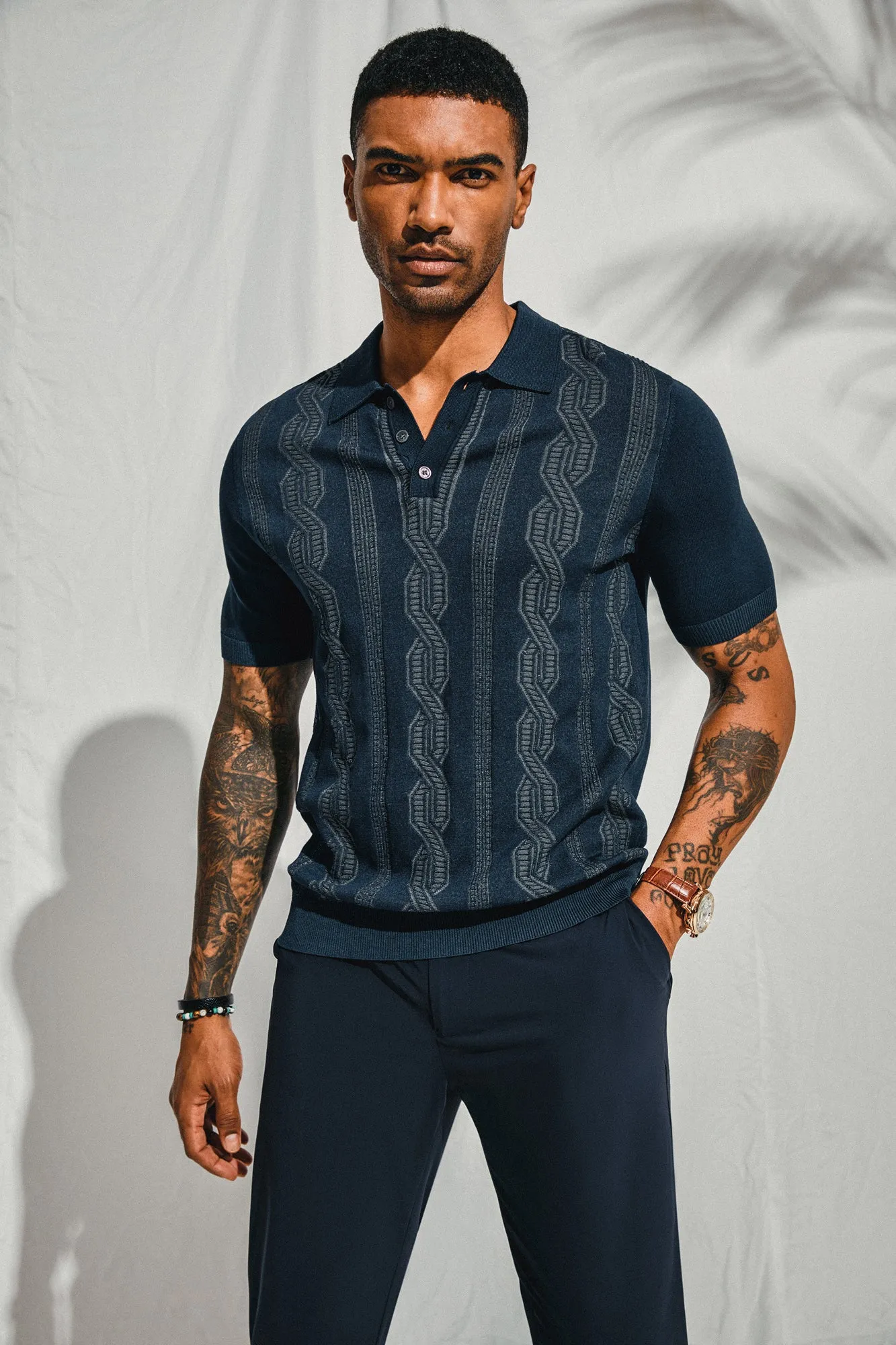Men Contrast Color Knitted Polo-Shirt Short Sleeve Lapel Collar Knitwear Tops sold by Paul Jones product image thumbnail 5