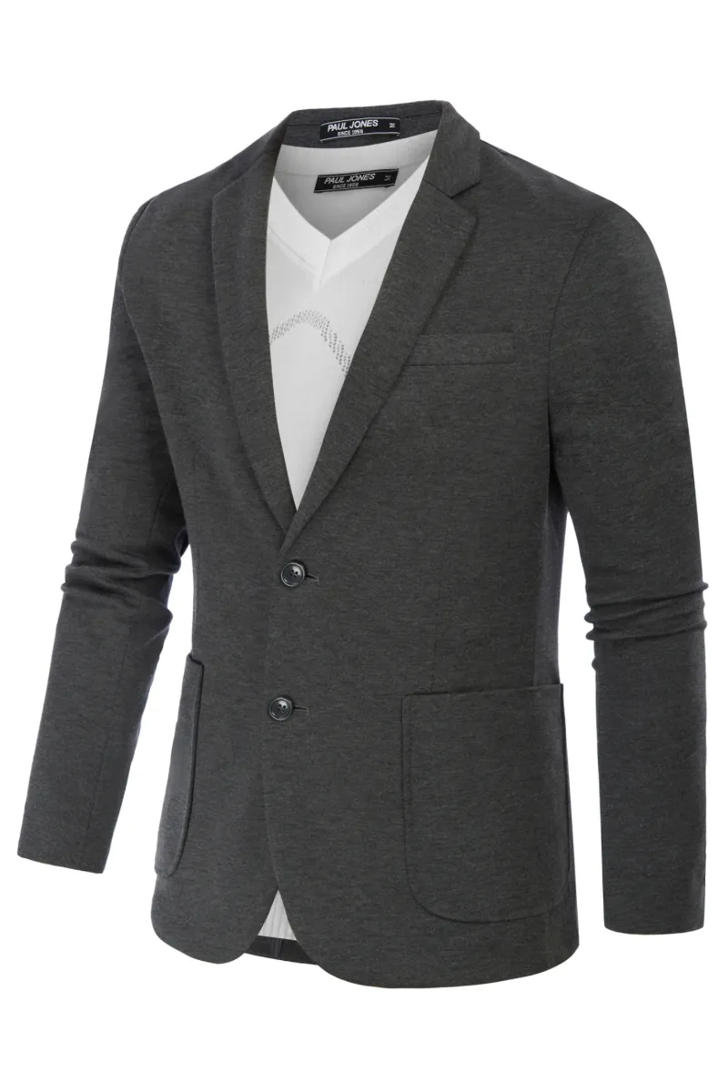 Mens Casual Two Buttons Lightweight Blazer Jacket Regular Fit Stretch Knit Sport Coats And Pants sold by Paul Jones product image thumbnail 4